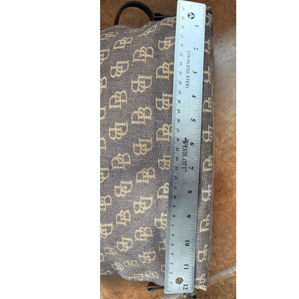Dooney & Bourke Purse Women's Brown Monogram Tassel Canvas Leather Trim Vintage - Picture 10 of 13
